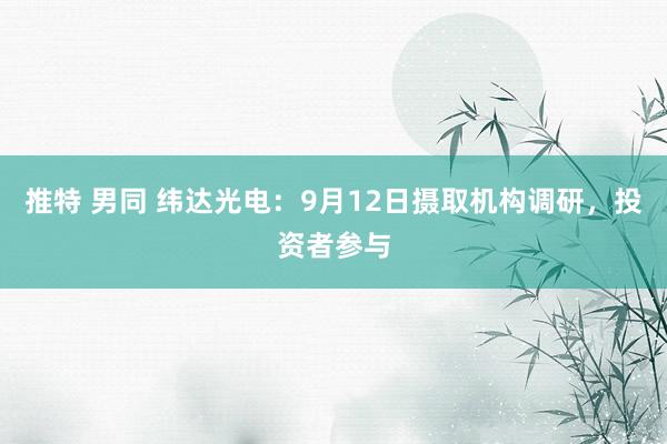 推特 男同 纬达光电：9月12日摄取机构调研，投资者参与