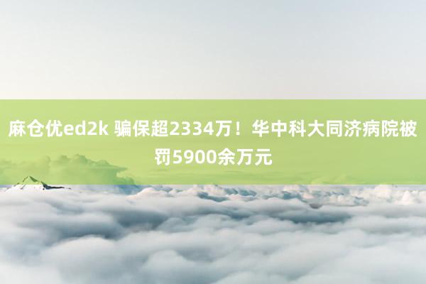 麻仓优ed2k 骗保超2334万！华中科大同济病院被罚5900余万元