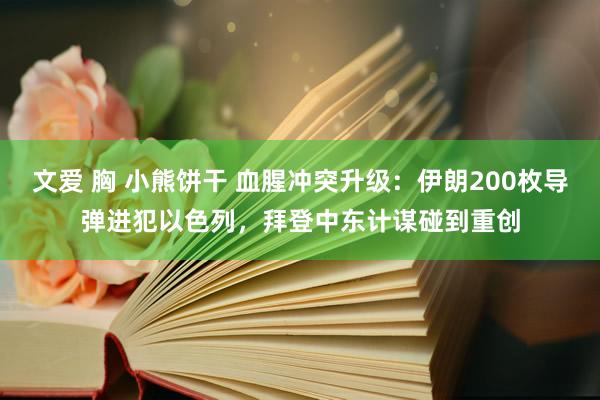 文爱 胸 小熊饼干 血腥冲突升级：伊朗200枚导弹进犯以色列，拜登中东计谋碰到重创