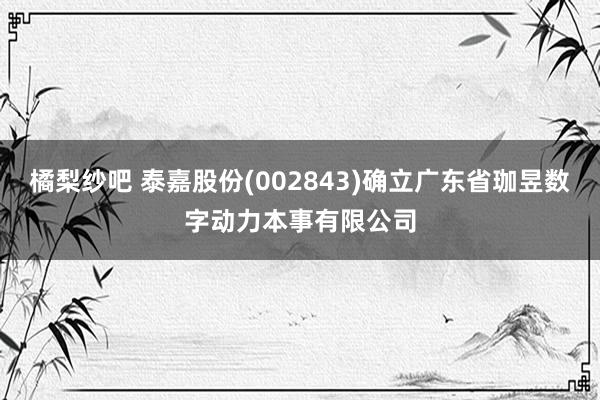 橘梨纱吧 泰嘉股份(002843)确立广东省珈昱数字动力本事有限公司