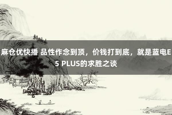 麻仓优快播 品性作念到顶，价钱打到底，就是蓝电E5 PLUS的求胜之谈