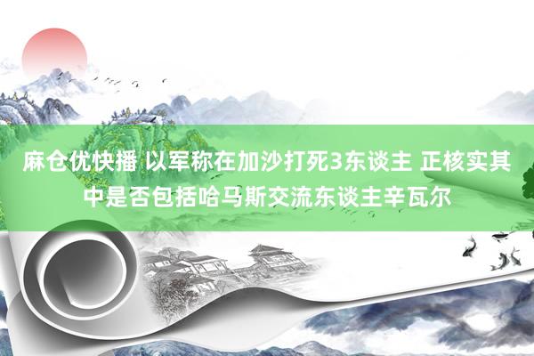 麻仓优快播 以军称在加沙打死3东谈主 正核实其中是否包括哈马斯交流东谈主辛瓦尔