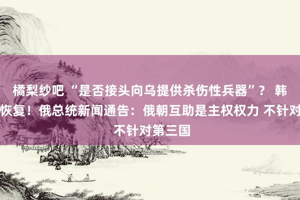 橘梨纱吧 “是否接头向乌提供杀伤性兵器”？ 韩国防部恢复！俄总统新闻通告：俄朝互助是主权权力 不针对第三国