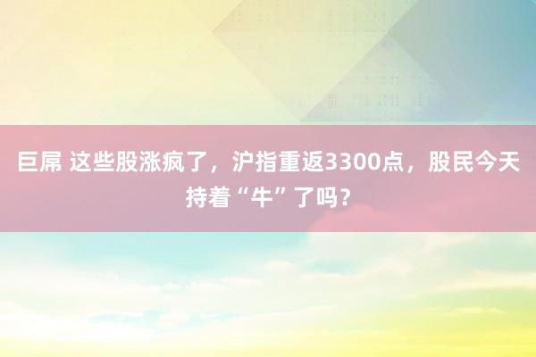 巨屌 这些股涨疯了，沪指重返3300点，股民今天持着“牛”了吗？