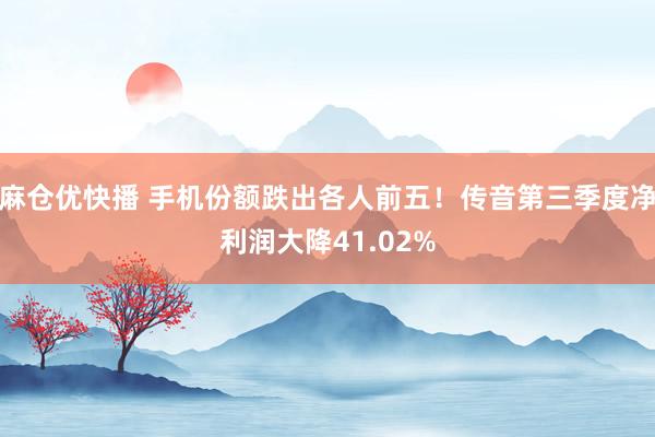 麻仓优快播 手机份额跌出各人前五！传音第三季度净利润大降41.02%