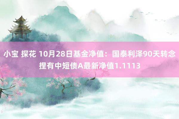 小宝 探花 10月28日基金净值：国泰利泽90天转念捏有中短债A最新净值1.1113