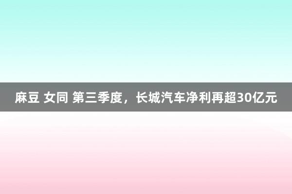 麻豆 女同 第三季度，长城汽车净利再超30亿元