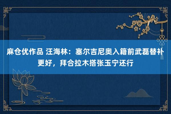 麻仓优作品 汪海林：塞尔吉尼奥入籍前武磊替补更好，拜合拉木搭张玉宁还行