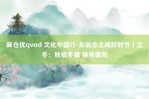 麻仓优qvod 文化中国行·东说念主间好时节丨立冬：秋收冬藏 静候暖阳