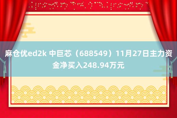 麻仓优ed2k 中巨芯（688549）11月27日主力资金净买入248.94万元