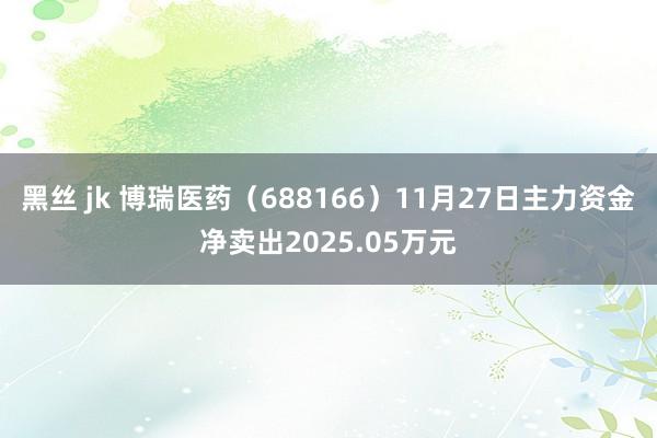 黑丝 jk 博瑞医药（688166）11月27日主力资金净卖出2025.05万元