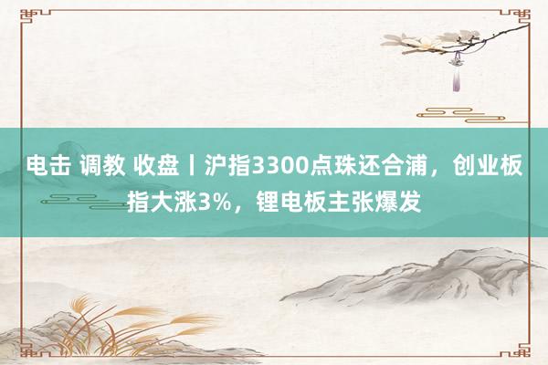 电击 调教 收盘丨沪指3300点珠还合浦，创业板指大涨3%，锂电板主张爆发