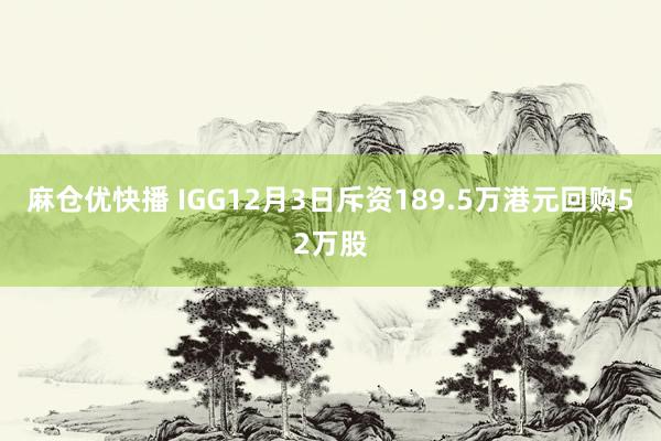 麻仓优快播 IGG12月3日斥资189.5万港元回购52万股