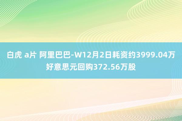 白虎 a片 阿里巴巴-W12月2日耗资约3999.04万好意思元回购372.56万股