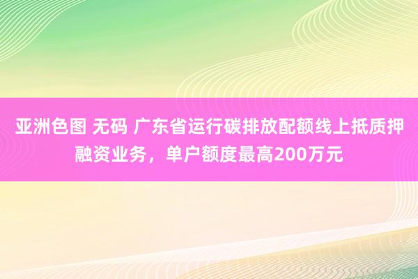 亚洲色图 无码 广东省运行碳排放配额线上抵质押融资业务，单户额度最高200万元