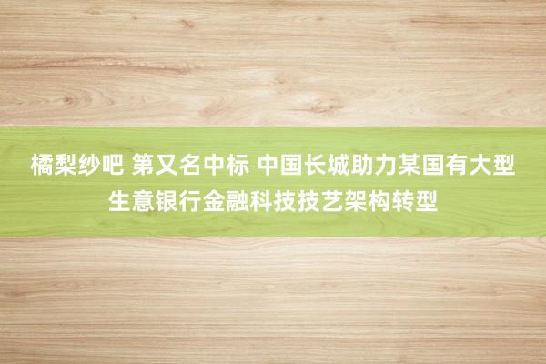 橘梨纱吧 第又名中标 中国长城助力某国有大型生意银行金融科技技艺架构转型