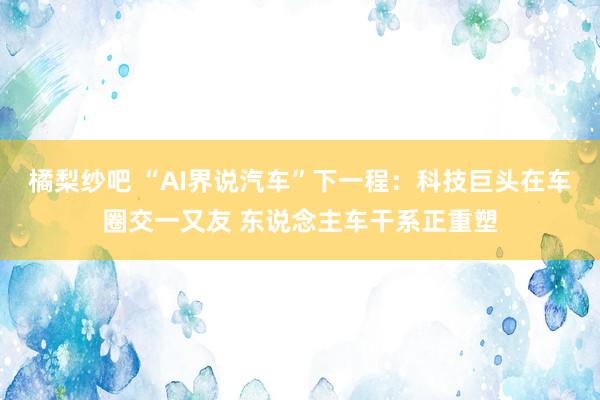 橘梨纱吧 “AI界说汽车”下一程：科技巨头在车圈交一又友 东说念主车干系正重塑