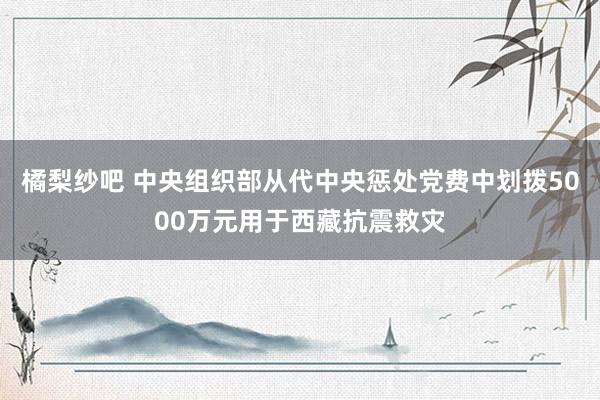 橘梨纱吧 中央组织部从代中央惩处党费中划拨5000万元用于西藏抗震救灾